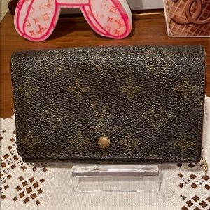 Louis Vuitton Blrown and Gold Monogram Wallet